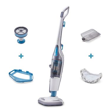 Black &amp; Decker&trade; Steam Mop &amp; Dry Vacuum in White/Aqua. View a larger version of this product image.