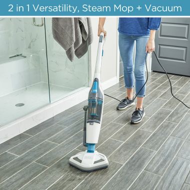 Black &amp; Decker&trade; Steam Mop &amp; Dry Vacuum in White/Aqua. View a larger version of this product image.