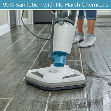Black &amp; Decker&trade; Steam Mop &amp; Dry Vacuum in White/Aqua. View a larger version of this product image.