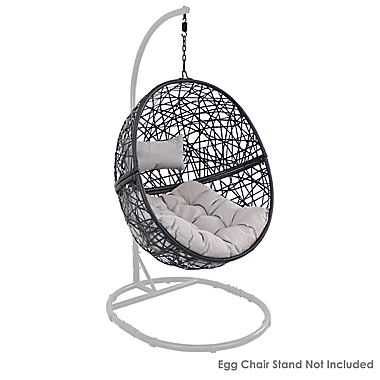 Sunnydaze Jackson Hanging Egg Chair with Cushions in Grey. View a larger version of this product image.