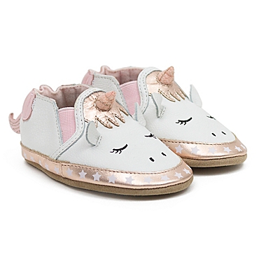 Robeez&reg; Size 0-6M Evie Casual Shoe in White/Pink. View a larger version of this product image.