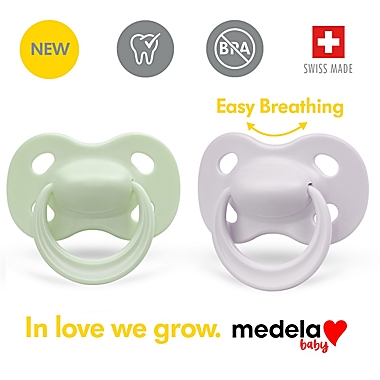 Medela&reg; Baby Original 2-Pack Age 18+M Orthodontic Pacifiers in Pastel Green/Grey. View a larger version of this product image.