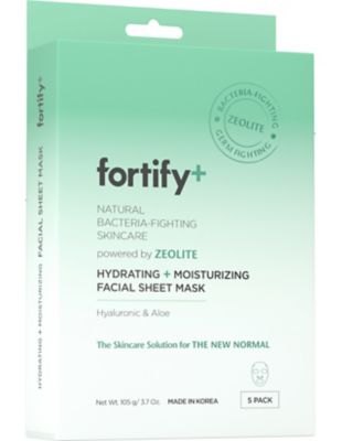 Fortify+ Natural Germ Fighting Skincare Hydrating &#38; Protecting Facial Sheet Mask - 5pk