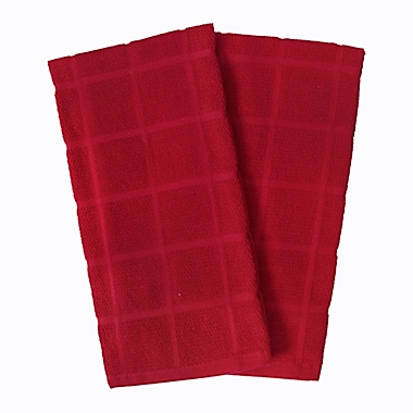 Our Table&trade; Everyday Solid Kitchen Towels in Red (Set of 2). View a larger version of this product image.