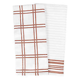 Our Table™ Plaid and Stripe Kitchen Towels in Rust (Set of 2)