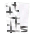 Alternate image 0 for Our Table&trade; Everyday Plaid and Stripe Kitchen Towels in Grey (Set of 2)