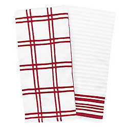 Our Table™ Everyday Plaid and Stripe Kitchen Towels in Red (Set of 2)