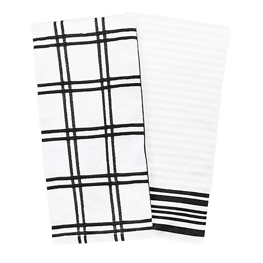 Alternate image 1 for Our Table™ Everyday Plaid and Stripe Kitchen Towels (Set of 2)