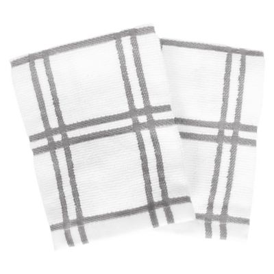 Our Table&trade; Everyday Plaid Dish Cloths in Grey (Set of 2)