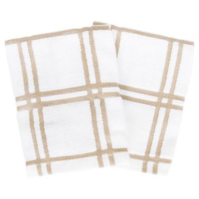 Our Table&trade; Everyday Plaid Dish Cloths in Sand (Set of 2)