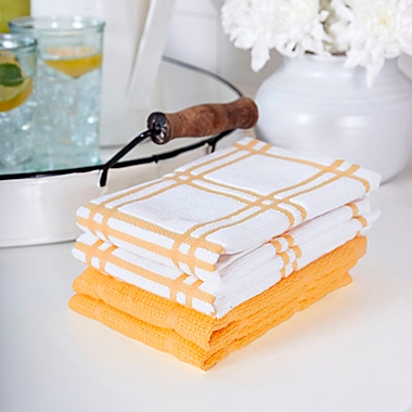 Our Table&trade; Everyday Plaid Dish Cloths in Gold (Set of 2). View a larger version of this product image.