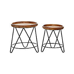 Ridge Road Décor Modern 2-Piece Accent Tables in Brown