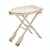 Ridge Road D&eacute;cor Wooden Nautical Folding Accent Table in Distressed White