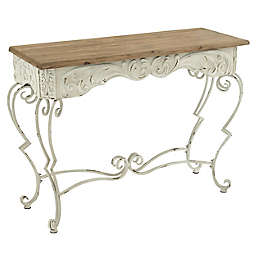 Ridge Road Decor Country Metal Console Table in White