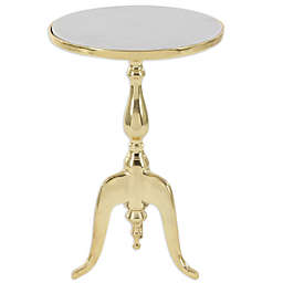 Ridge Road Décor Traditional Stone Accent Table in Grey/Gold
