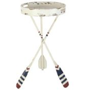 Ridge Road D&eacute;cor Coastal Iron Accent Table in White
