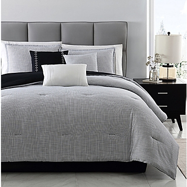Kenton Jacquard 7-Piece Queen Comforter Set in Black. View a larger version of this product image.