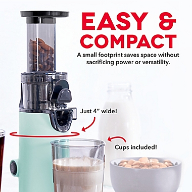 Dash&reg; Compact Cold-Press Power Juicer in Aqua. View a larger version of this product image.