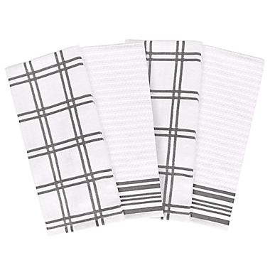 Our Table&trade; Everyday Plaid and Stripe Kitchen Towels (Set of 4). View a larger version of this product image.