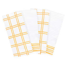 Our Table™ Everyday Plaid and Stripe Kitchen Towels in Gold (Set of 4)