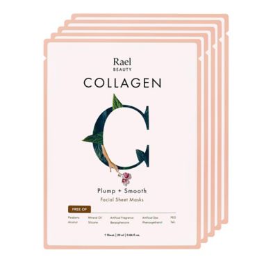 Rael Beauty 5-Count Plump and Smooth Collagen Sheet Masks. View a larger version of this product image.