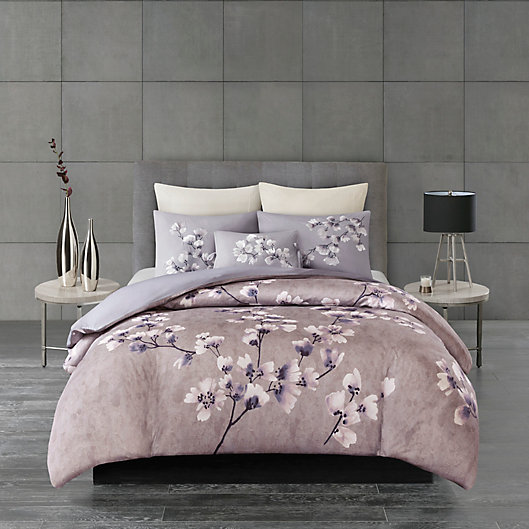 Alternate image 1 for N Natori® Sakura Blossom Printed Full/Queen Comforter Set in Lilac
