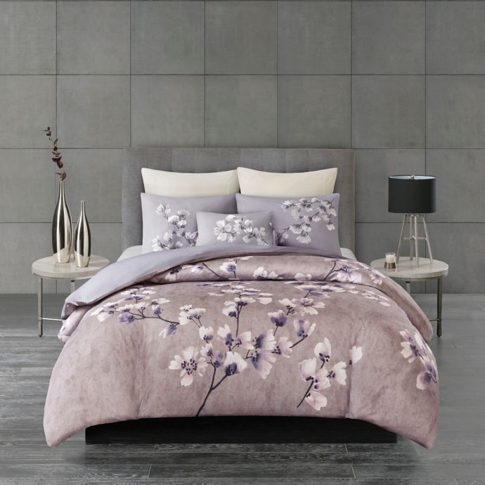 N Natori® Sakura Blossom Printed Duvet Cover Set | Bed Bath and Beyond ...