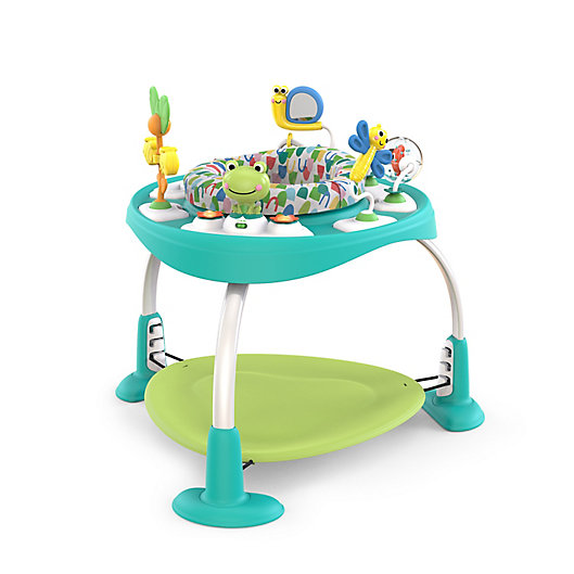 Alternate image 1 for Bright Starts™ Bounce Bounce Baby 2-in-1 Activity Center Jumper & Table in Playful Pond Green