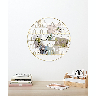 Umbra&reg; Circle 15-Photo Wire Collage Picture Frame in Brass. View a larger version of this product image.