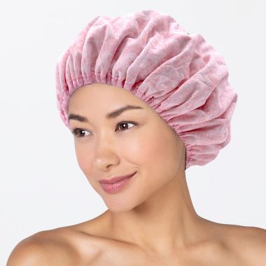 Betty Dain Socialite Terry Lined Shower Cap in Pink. View a larger version of this product image.