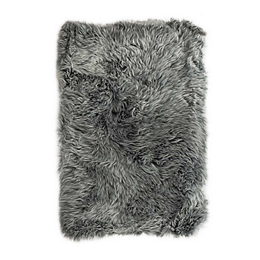 New Zealand Sheepskin 2&#39; x 3&#39; Handcrafted Area Rug in Grey. View a larger version of this product image.