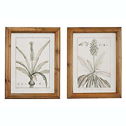 Vintage Botanical Prints in Natural Wood Frames
