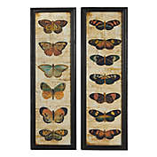 Ridge Road Décor Butterfly 11-Inch x 36-Inch Metal & Glass Framed Art Panels (Set of 2)