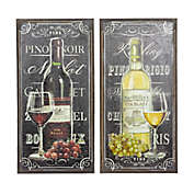 Ridge Road Décor Wine Bottle 20-Inch x 39-Inch Burlap Wall Art (Set of 2)