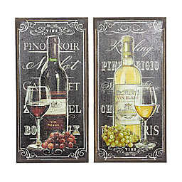Ridge Road D?cor Wine Bottle 20-Inch x 39-Inch Burlap Wall Art (Set of 2)