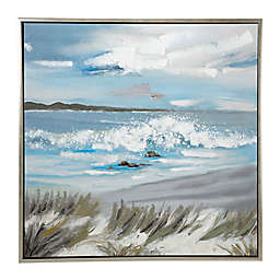 Ridge Road Décor Beach 39.5-Inch x 39.5-Inch Acrylic Painting on Framed Canvas