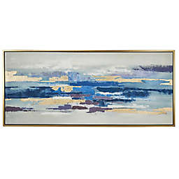 Ridge Road Décor Blue and Gold Abstract 71-Inch x 31.5-Inch Framed Canvas Wall Art