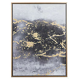 Ridge Road Décor Dark Grey and Gold Foil Abstract 29.5-Inch x 39.5-Inch Framed Canvas Art