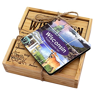 Totally Bamboo Wisconsin Puzzle 5-Piece Coaster Set. View a larger version of this product image.