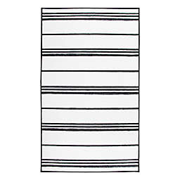 My Magic Carpet 3' x 5' Striped Area Rug in Black/White