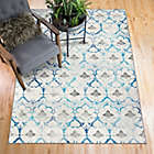 Alternate image 1 for My Magic Carpet Leilani Damask Washable 5&#39; x 7&#39; Area Rug in Beige/Blue