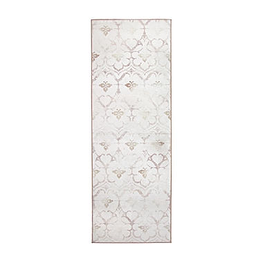 My Magic Carpet Leilani Damask 2&#39;6 x 7&#39; Washable Runner in Ivory. View a larger version of this product image.