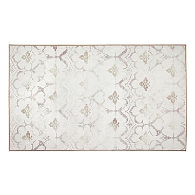 My Magic Carpet Leilani Damask 3&#39; x 5&#39; Washable Area Rug in Ivory. View a larger version of this product image.