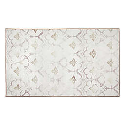My Magic Carpet Leilani Damask 3' x 5' Washable Area Rug in Ivory