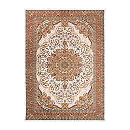My Magic Carpet Zahara 5' x 7' Washable Area Rug in Amber/Ivory