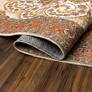 My Magic Carpet Zahara 5&#39; x 7&#39; Washable Area Rug in Amber/Ivory. View a larger version of this product image.