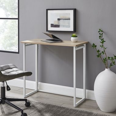 Simply Essential™ Metal Folding Desk in White | Bed Bath & Beyond