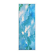 My Magic Carpet Watercolor 2&#39;6 x 7&#39; Washable Runner in Aqua Blue