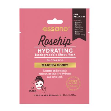 essano&trade; Rosehip Hydrating Biodegradable Sheet Mask with Manuka Honey. View a larger version of this product image.