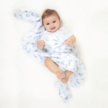 aden + anais&trade; essentials 4-Pack History Muslin Swaddles in Grey. View a larger version of this product image.